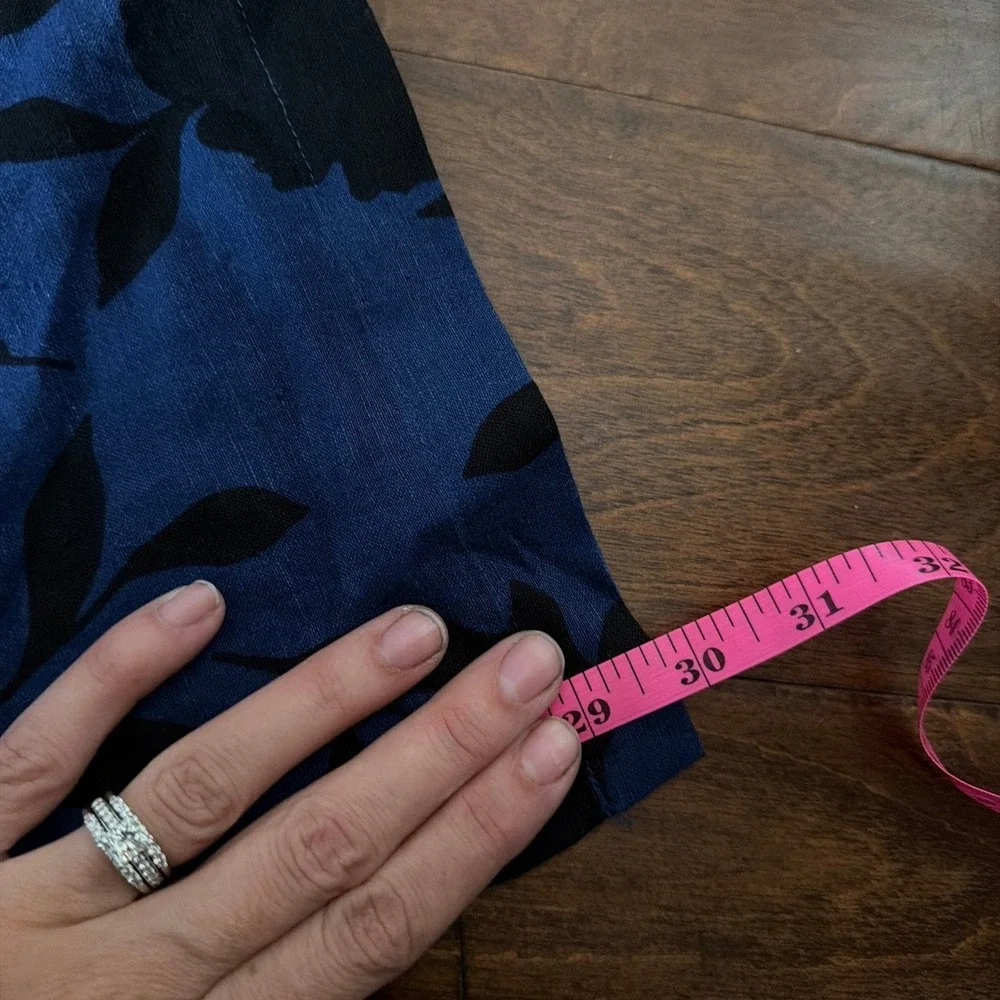 Kate Spade x Target Floral Jumpsuit Wide Leg Bow Blue Black Linen Blend Size 6